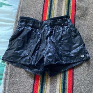 Alo Black Nylon Layered Workout Running / Yoga Shorts
